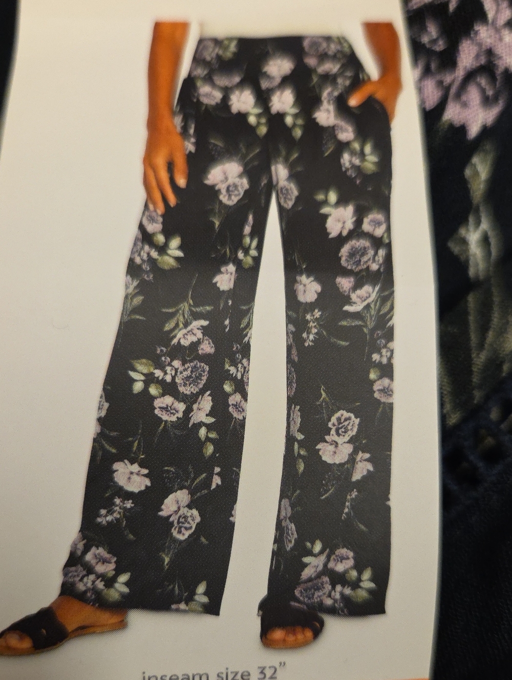 Three Dots Soft Lavendar And Green Wide Leg Floral Pants Size XXL